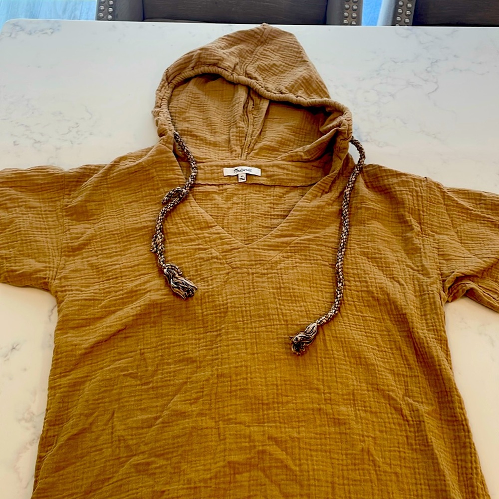 Madewell tan bathing suit cover up with hood